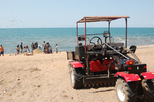 V-Tractor on beach of Lake Malawi