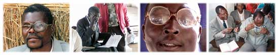 Scenes of those served with eye care.
