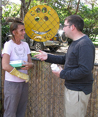 Samatha Accepts Supplies at the Clinic at the Gate