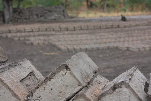 Bricks wait to be built into a hospital in Lintipi, Malawi