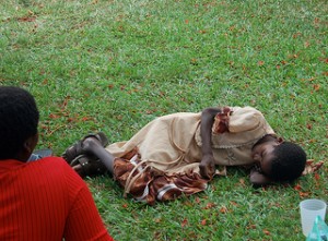 Sick Girl lying on the ground