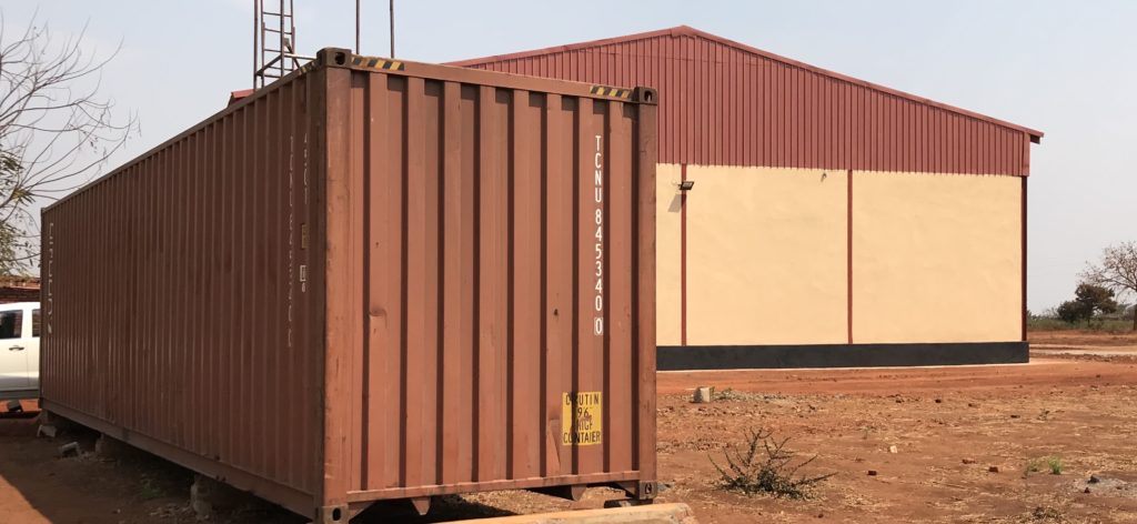 A storage container outside the distribution hub