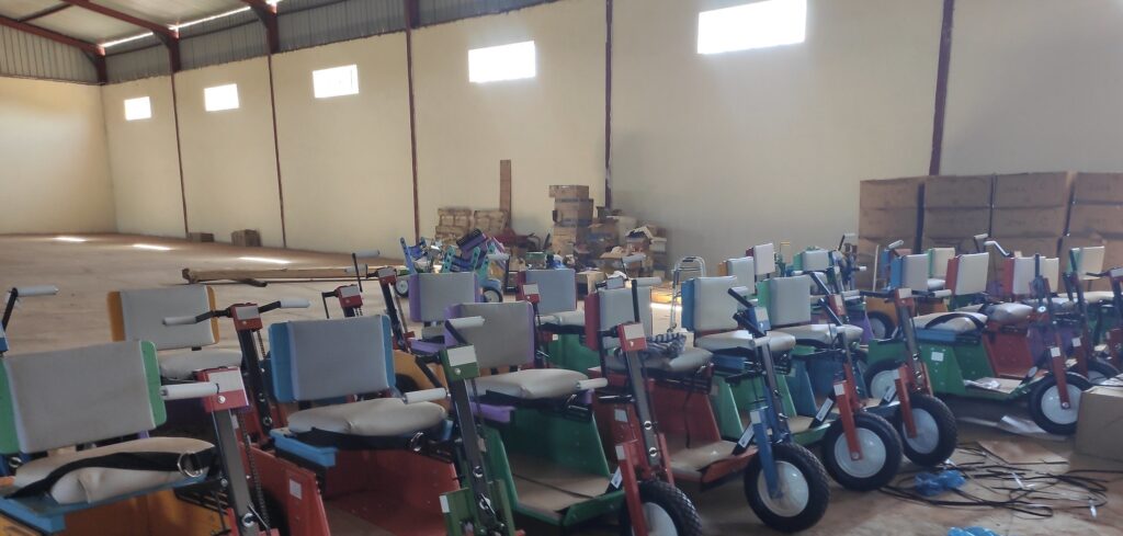 Mobility units in a warehouse ready for distribution
