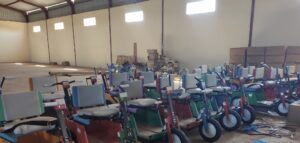 Mobility units in a warehouse ready for distribution