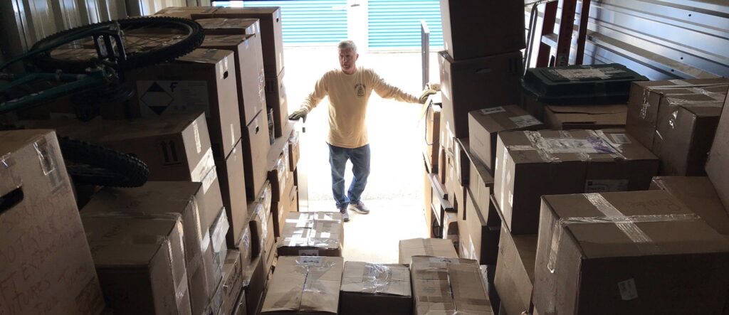 Supplies filling up shipping container