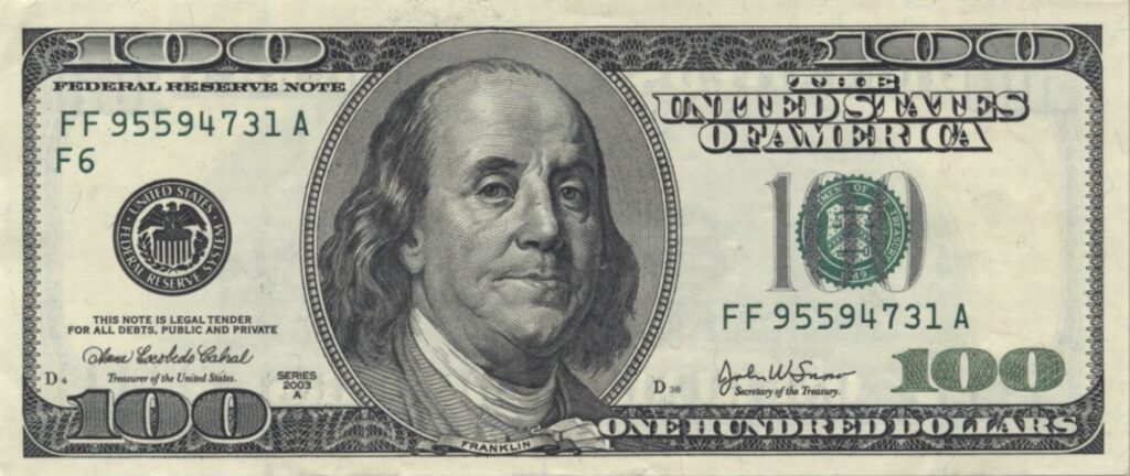 A 100 dollar bill