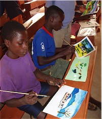 Orphans learning to draw.